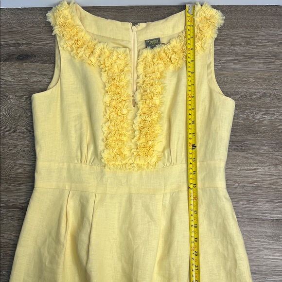 Taylor Yellow Linen Dress Sleeveless Ruffle Trim Shift Fit & Flare Size 6 - Picture 12 of 13